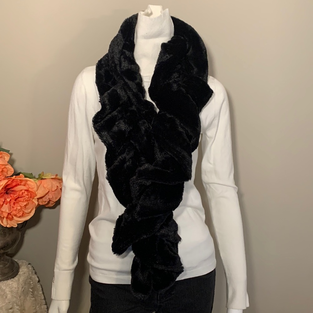 Faux fur pull through scarf